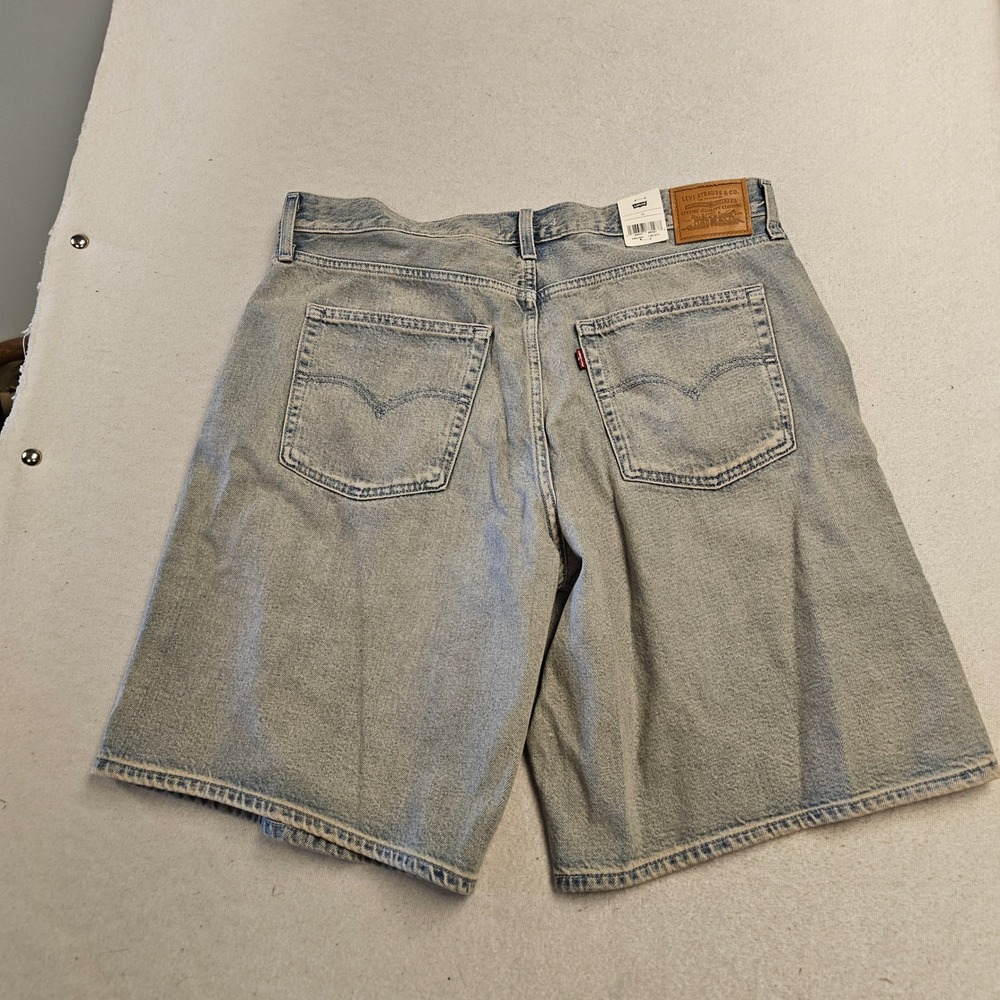 Levis Premium Baggy Dad Jorts Light Wash Denim Shorts Mid Rise Size 33 NEW